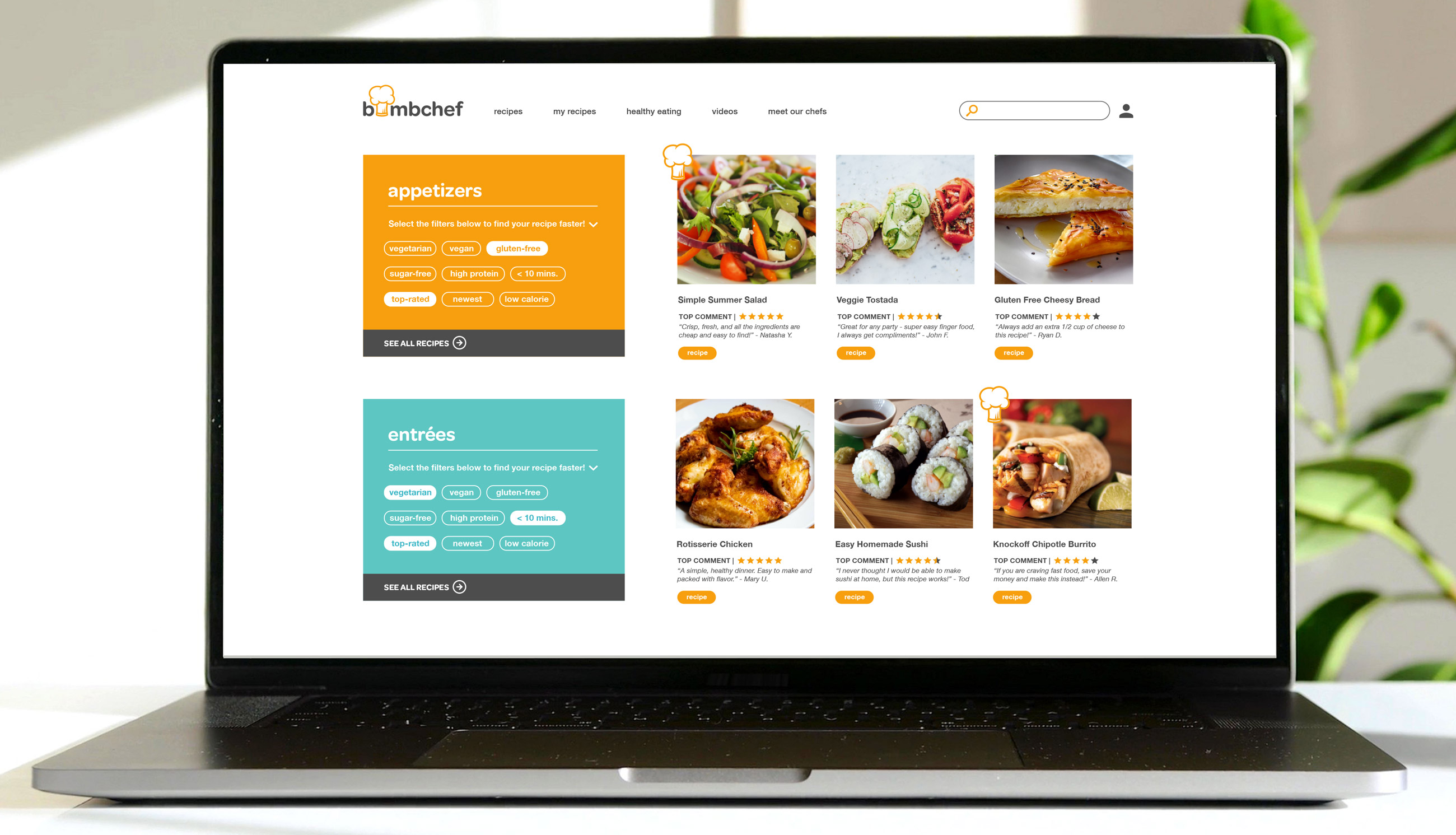 Bombchef Mockup:Recipe Filter